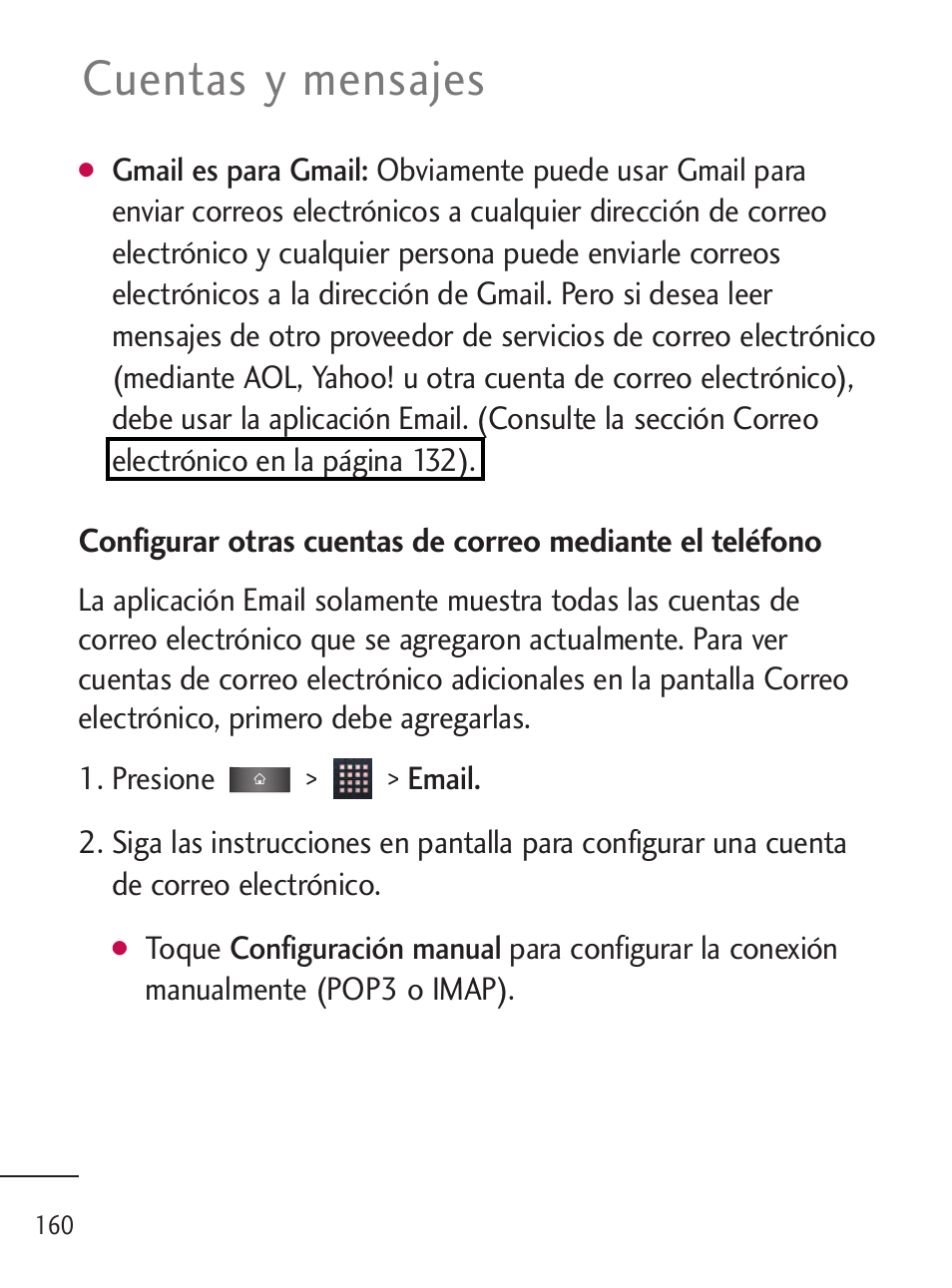 Cuentas y mensajes | LG LGL45C User Manual | Page 418 / 546