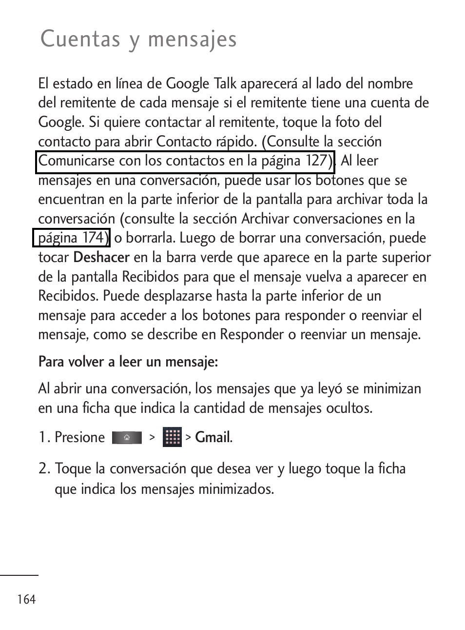 Cuentas y mensajes | LG LGL45C User Manual | Page 422 / 546