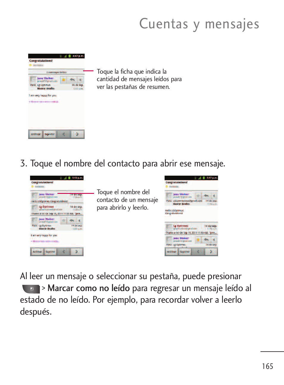 Cuentas y mensajes | LG LGL45C User Manual | Page 423 / 546