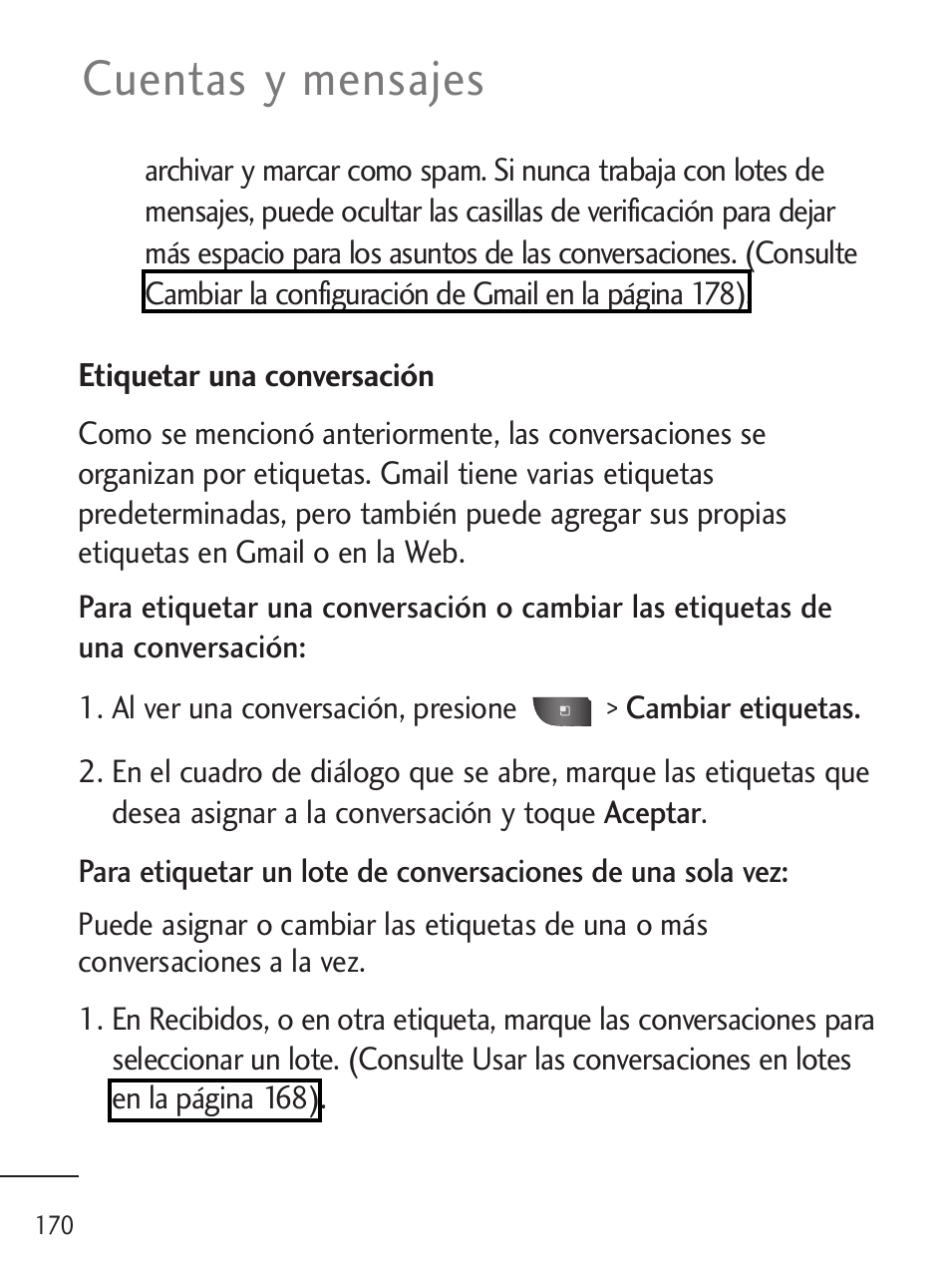 Cuentas y mensajes | LG LGL45C User Manual | Page 428 / 546