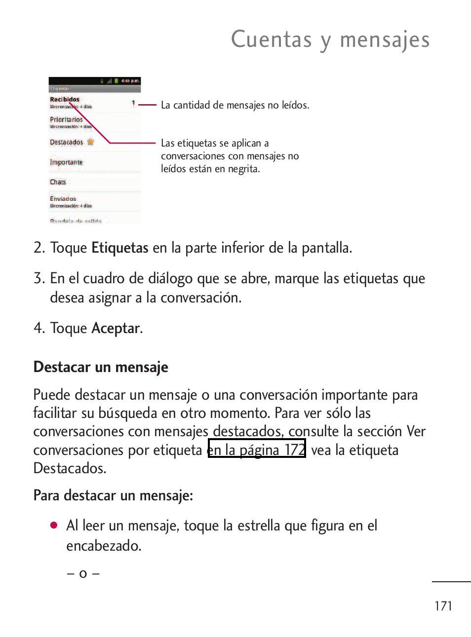 Cuentas y mensajes | LG LGL45C User Manual | Page 429 / 546