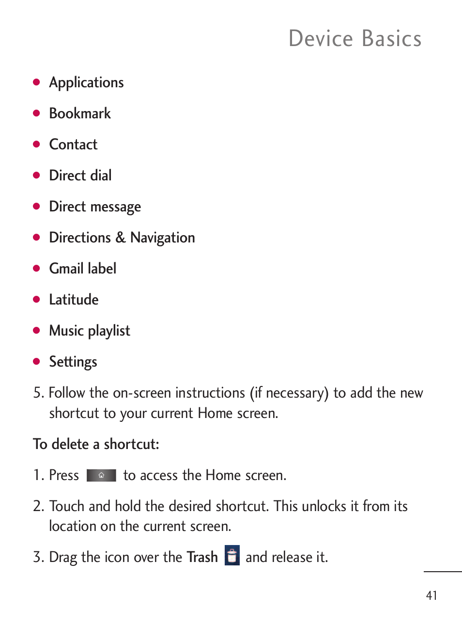 Device basics | LG LGL45C User Manual | Page 43 / 546