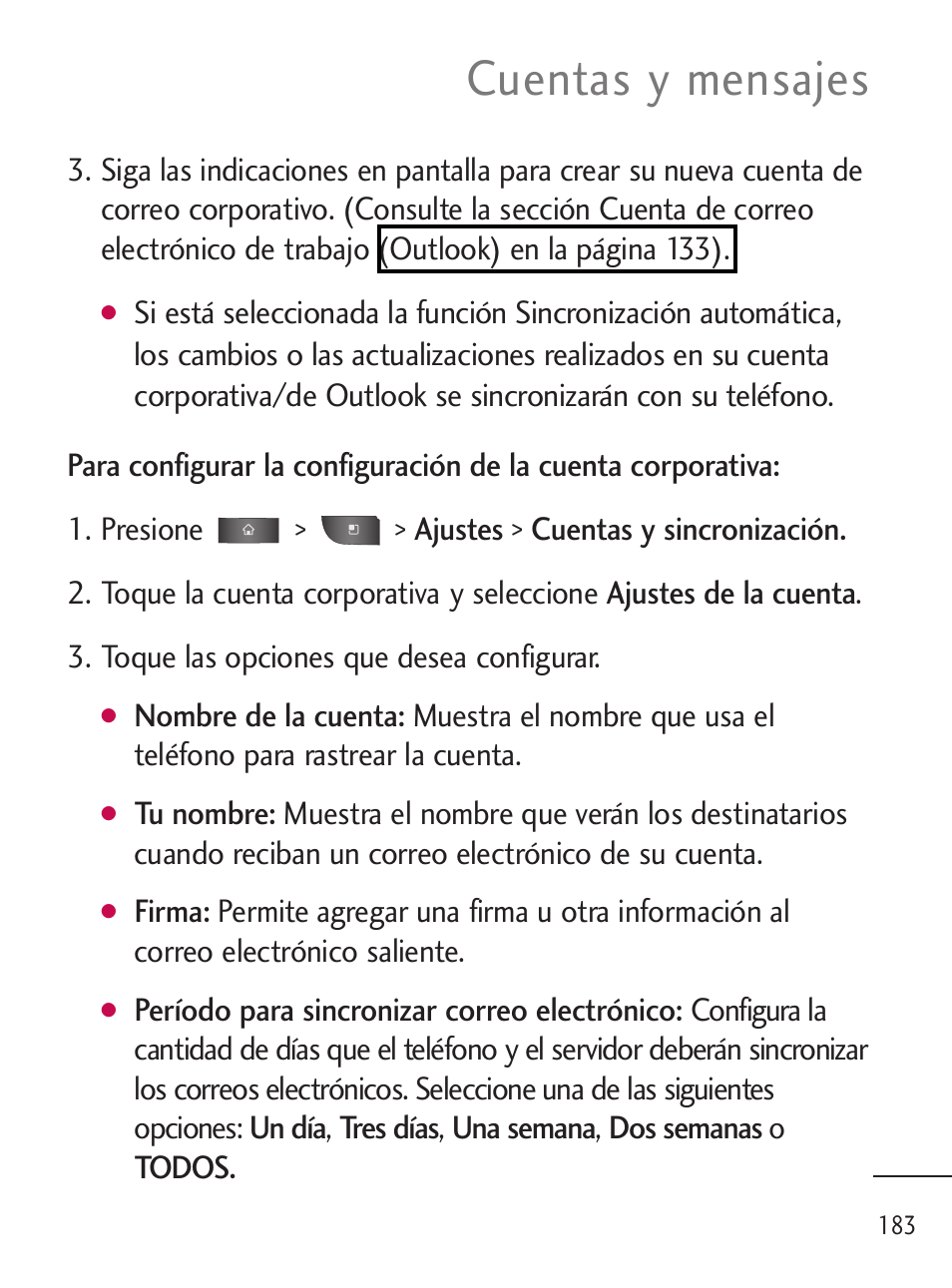 Cuentas y mensajes | LG LGL45C User Manual | Page 441 / 546