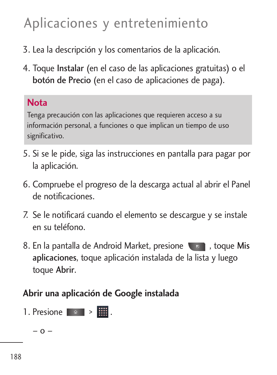 Aplicaciones y entretenimiento | LG LGL45C User Manual | Page 446 / 546
