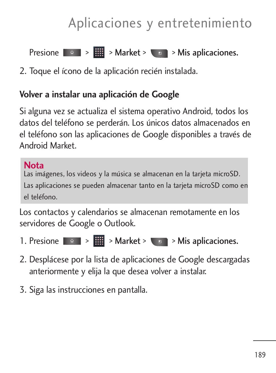 Aplicaciones y entretenimiento | LG LGL45C User Manual | Page 447 / 546