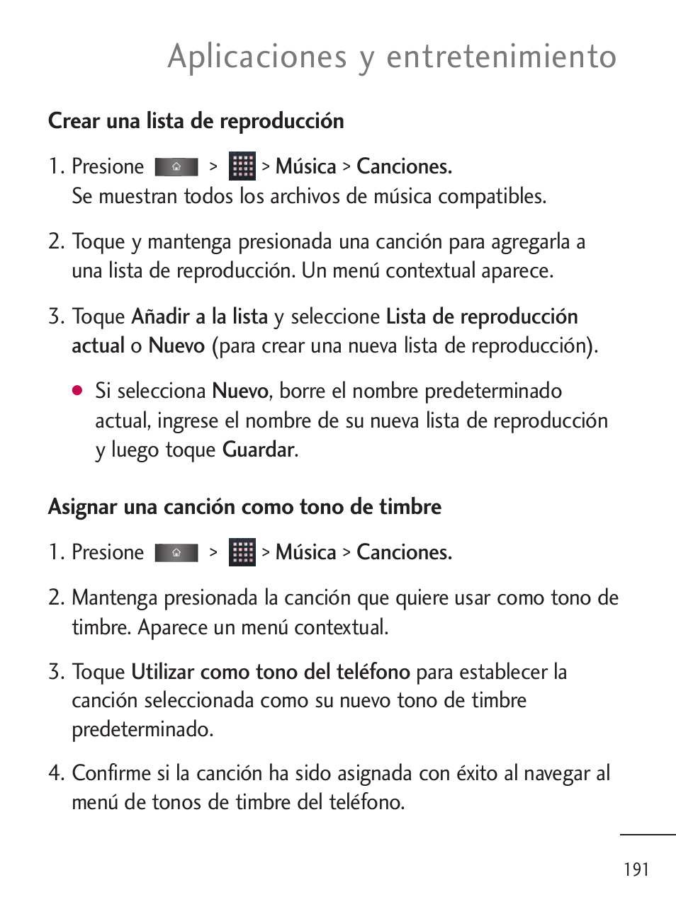 Aplicaciones y entretenimiento | LG LGL45C User Manual | Page 449 / 546