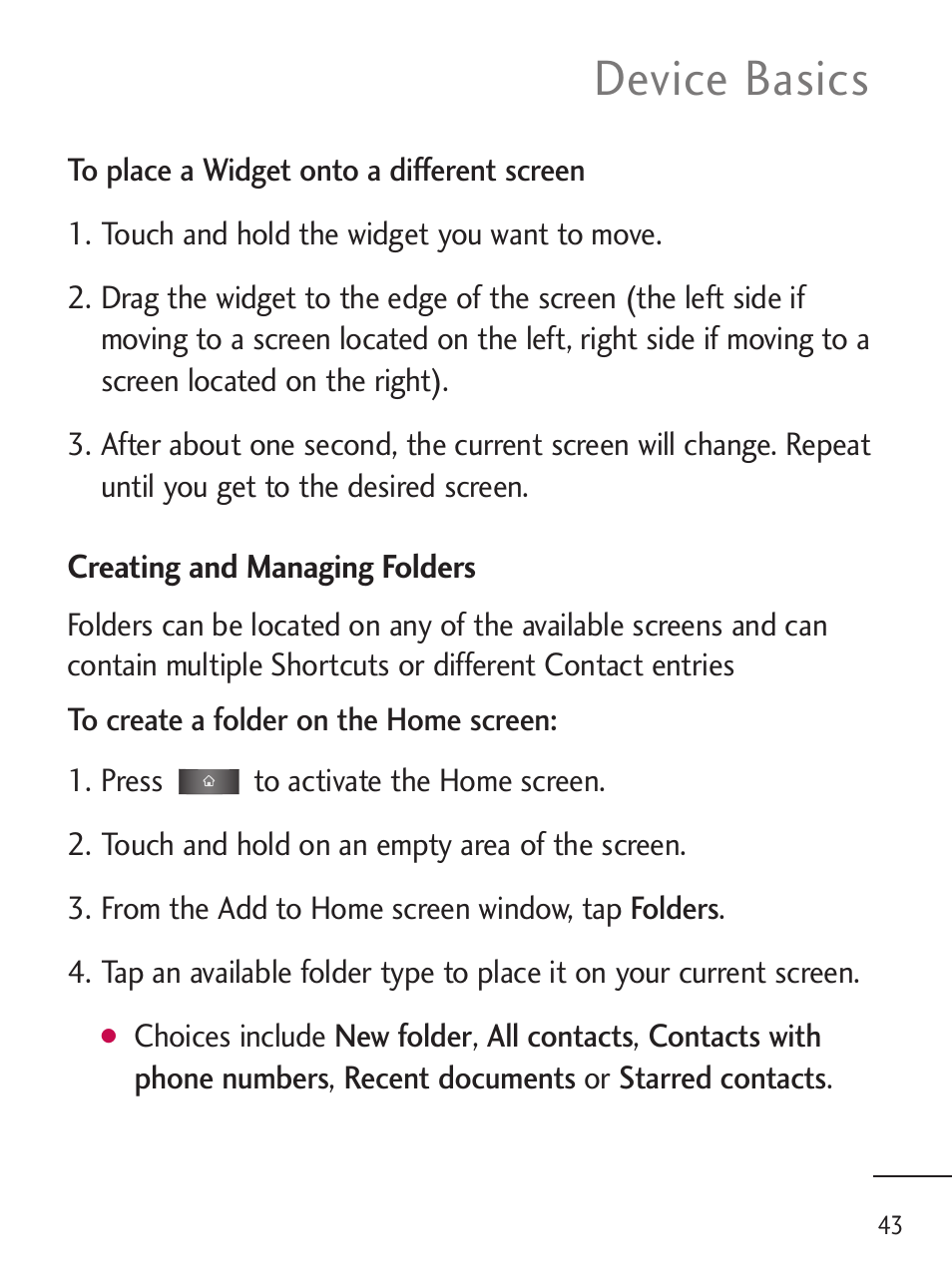 Device basics | LG LGL45C User Manual | Page 45 / 546