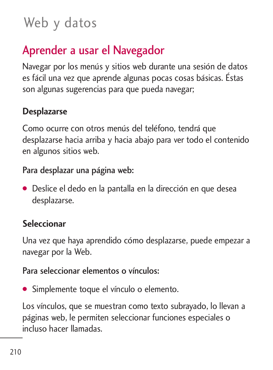 Web y datos, Aprender a usar el navegador | LG LGL45C User Manual | Page 468 / 546