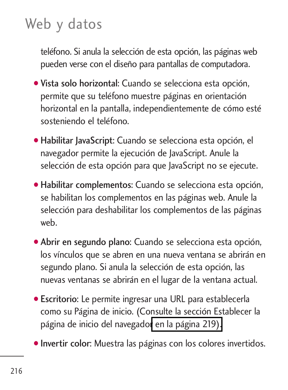 Web y datos | LG LGL45C User Manual | Page 474 / 546