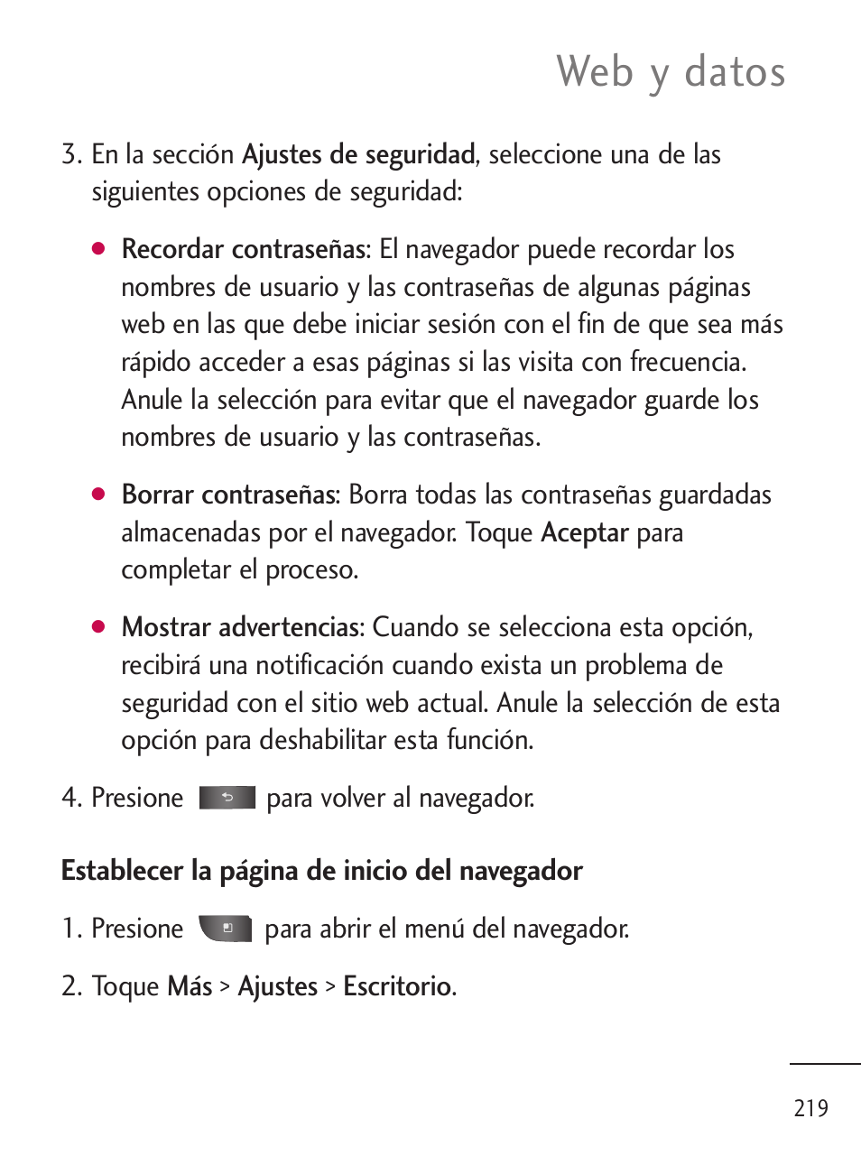 Web y datos | LG LGL45C User Manual | Page 477 / 546