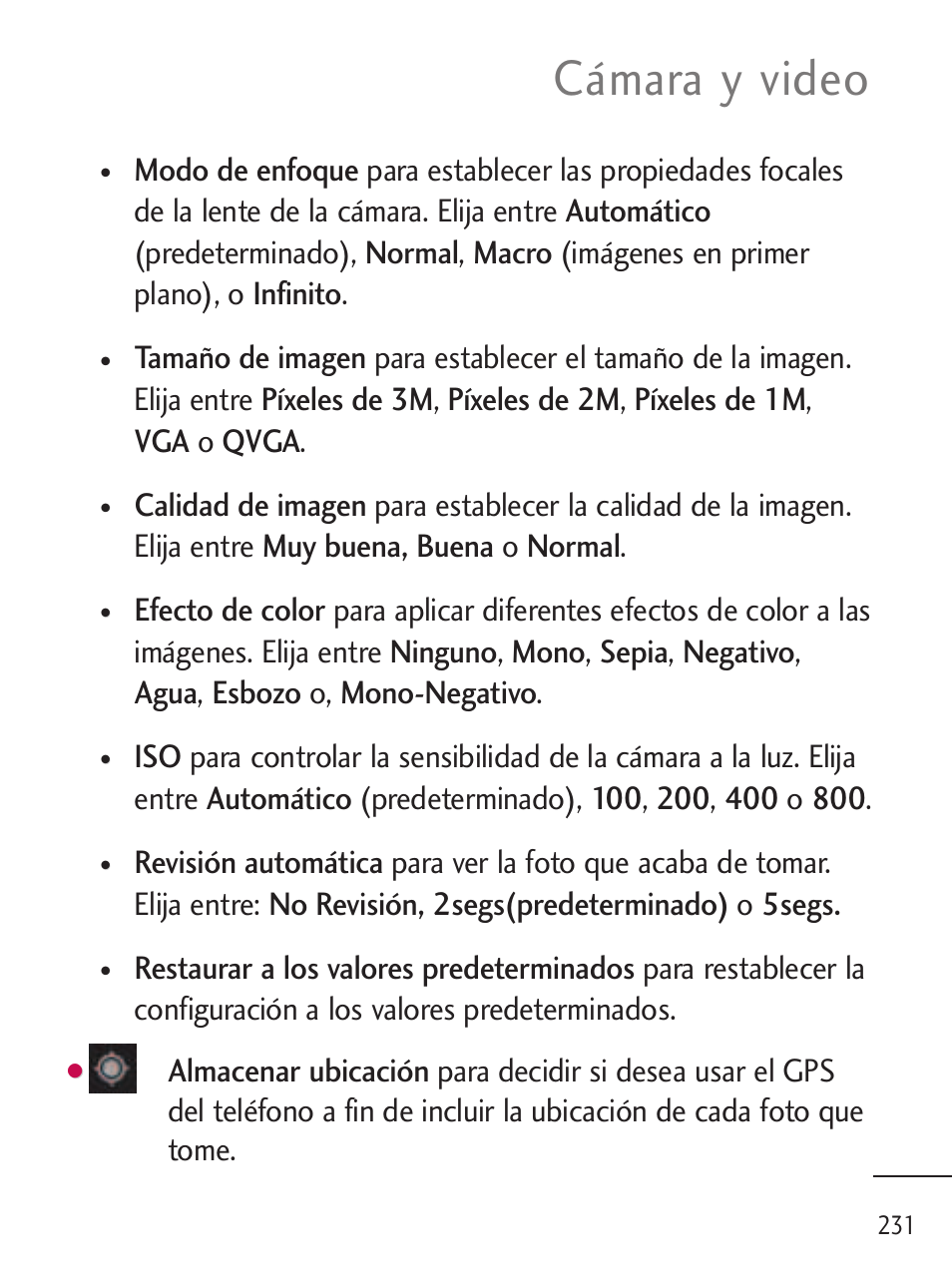 Cámara y video | LG LGL45C User Manual | Page 489 / 546