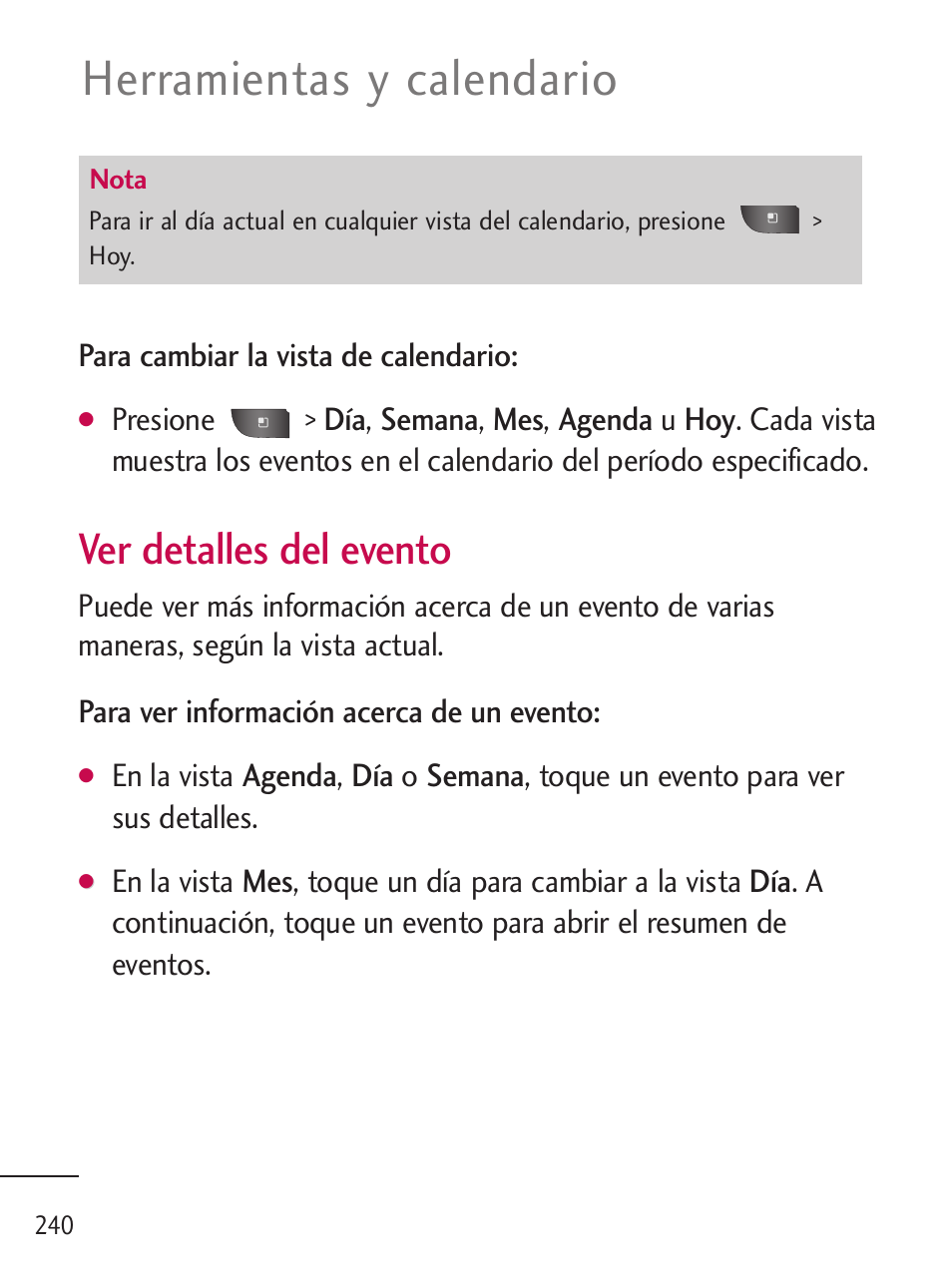 Herramientas y calendario, Ver detalles del evento | LG LGL45C User Manual | Page 498 / 546