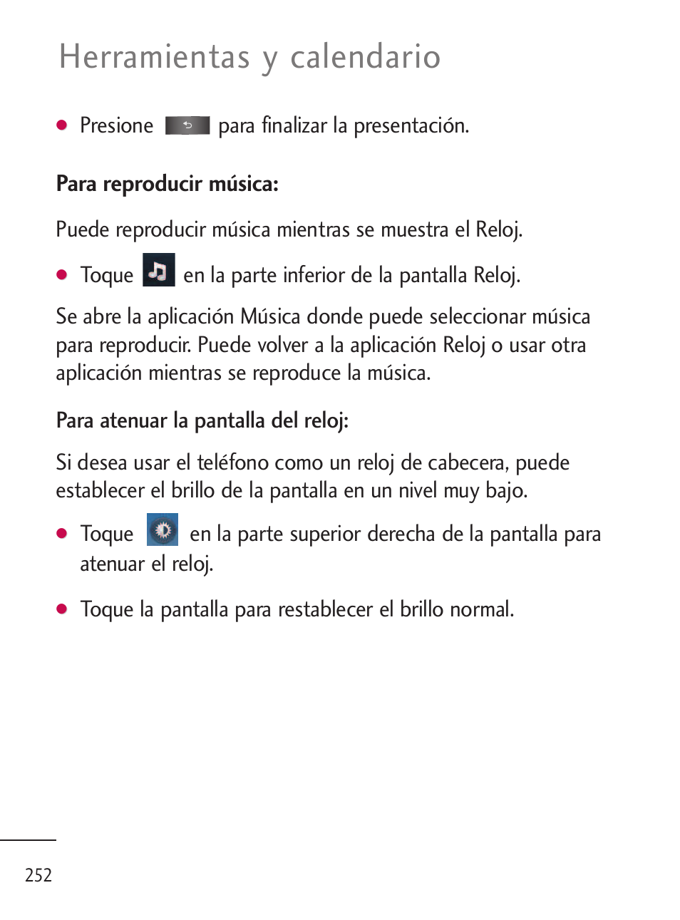 Herramientas y calendario, Para reproducir música | LG LGL45C User Manual | Page 510 / 546