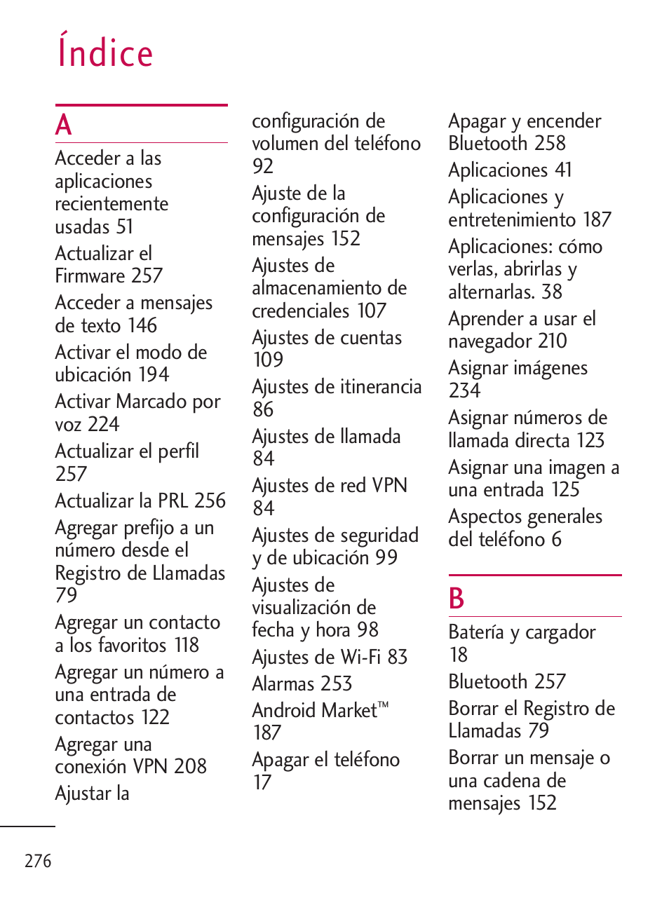 Índice | LG LGL45C User Manual | Page 534 / 546