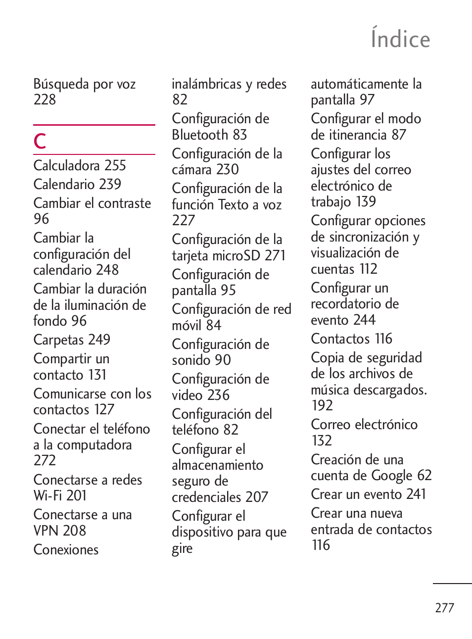 Índice | LG LGL45C User Manual | Page 535 / 546