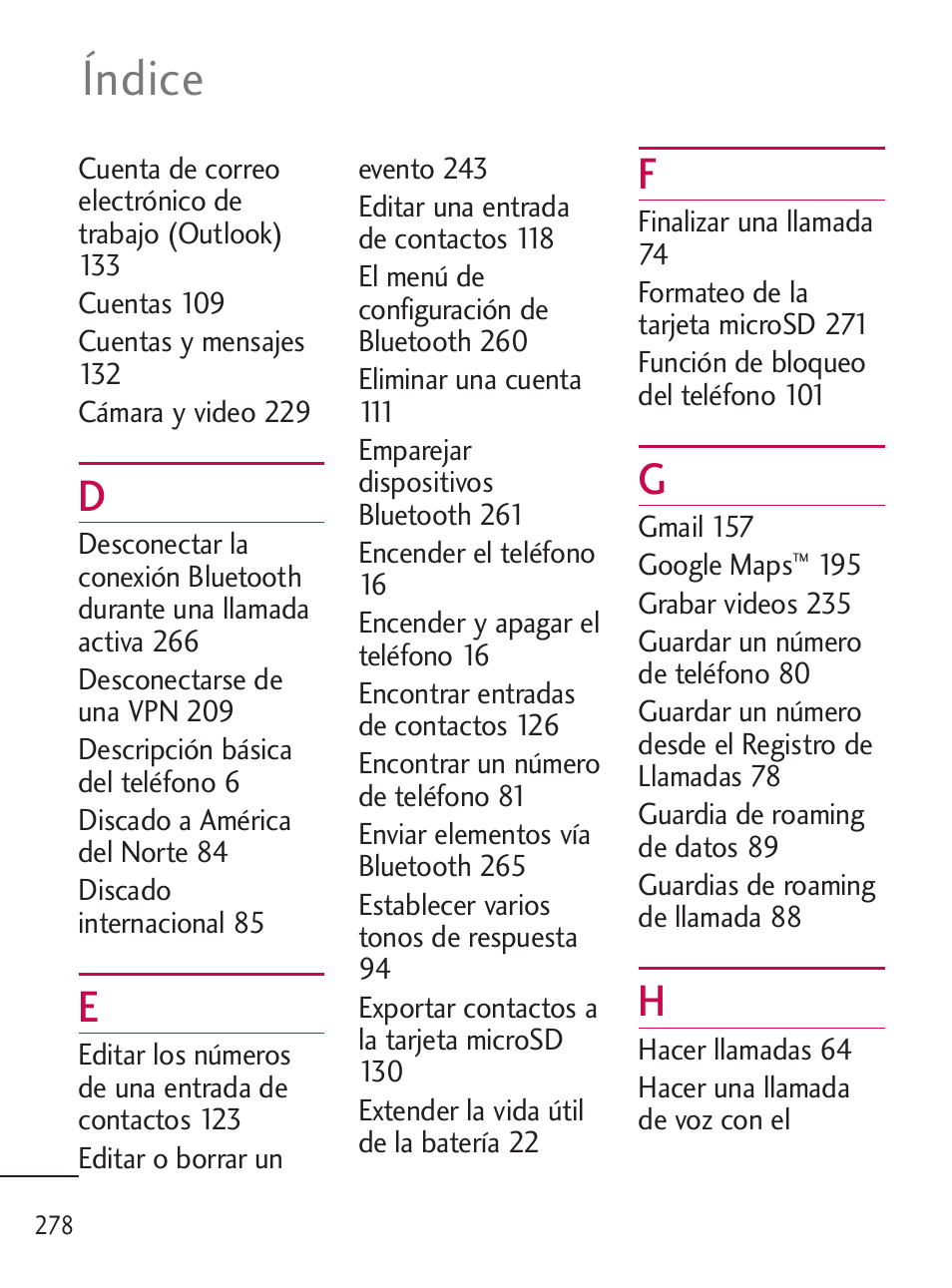 Índice | LG LGL45C User Manual | Page 536 / 546