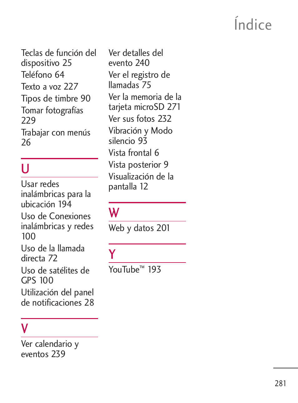 Índice | LG LGL45C User Manual | Page 539 / 546