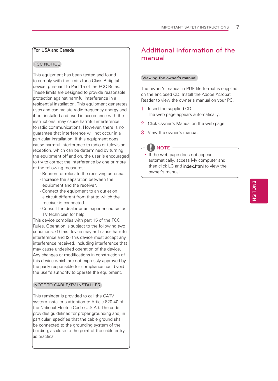 Additional information of the manual | LG 22LS3500 User Manual | Page 7 / 40