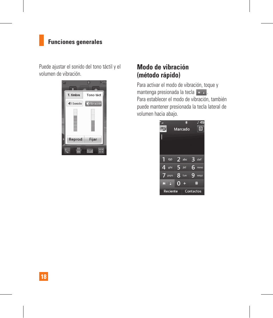 Modo de vibración (método rápido) | LG GR500A User Manual | Page 166 / 298