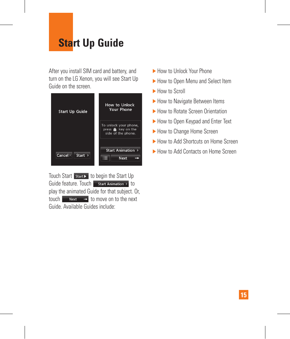 Start up guide | LG GR500A User Manual | Page 19 / 298