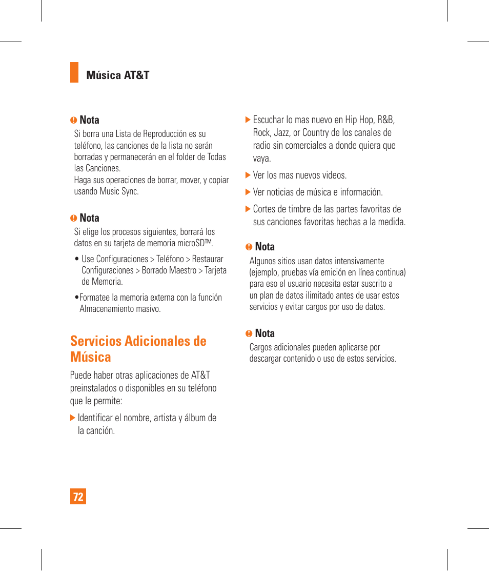 Servicios adicionales de música | LG GR500A User Manual | Page 220 / 298