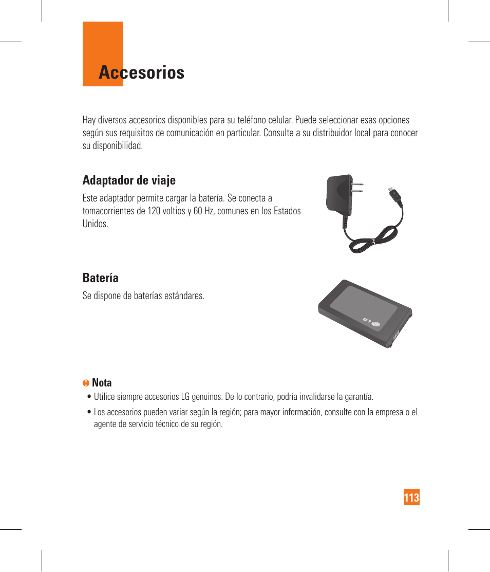 Accesorios | LG GR500A User Manual | Page 261 / 298