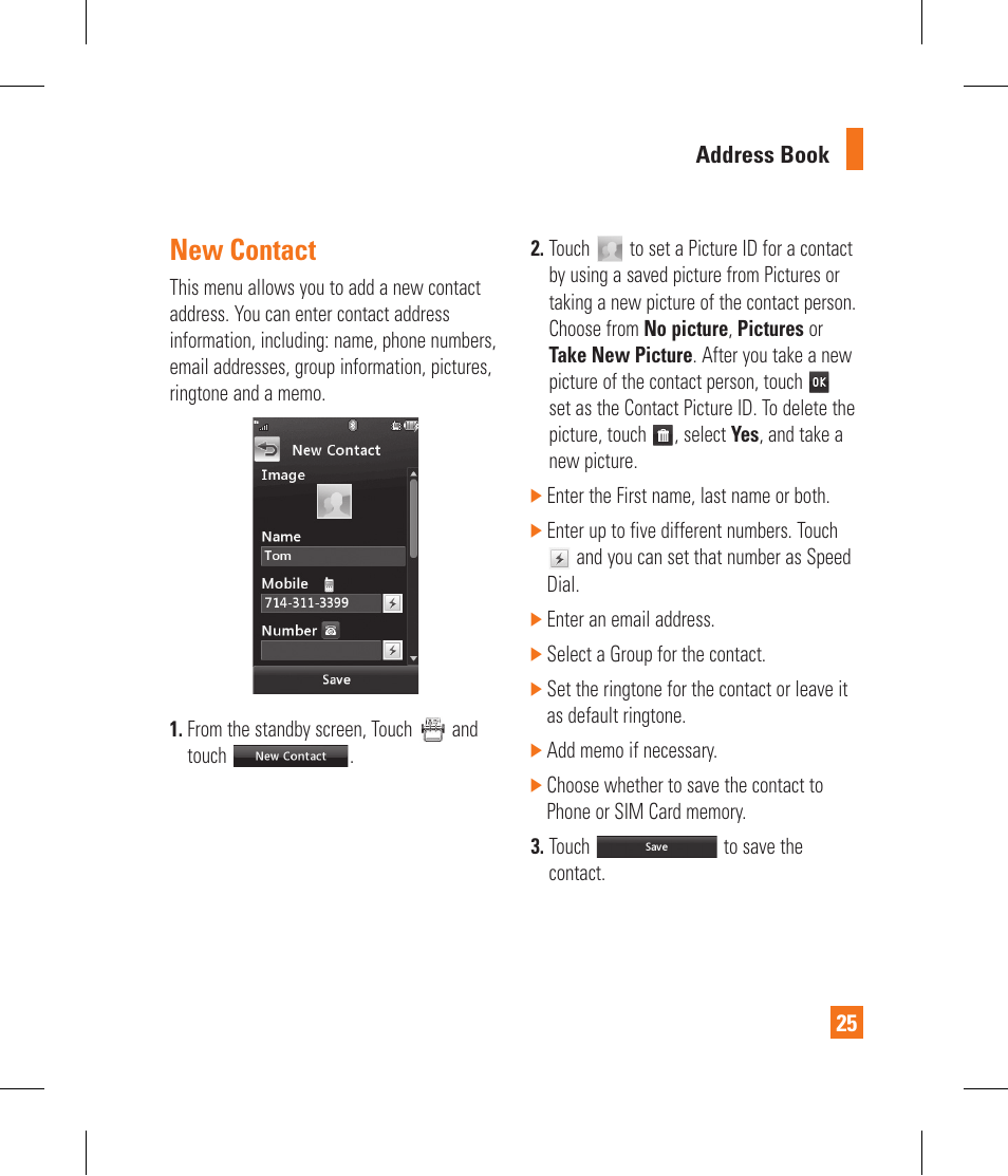 New contact | LG GR500A User Manual | Page 29 / 298