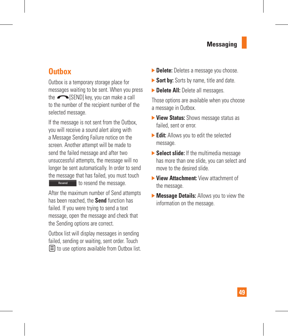 Outbox | LG GR500A User Manual | Page 53 / 298