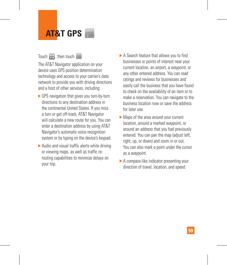 At&t gps | LG GR500A User Manual | Page 63 / 298