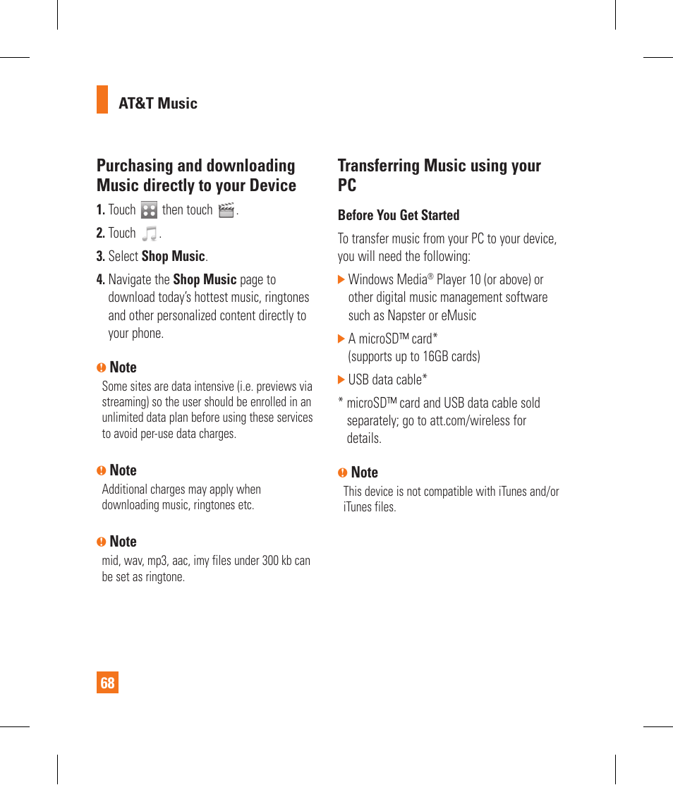 Transferring music using your pc | LG GR500A User Manual | Page 72 / 298