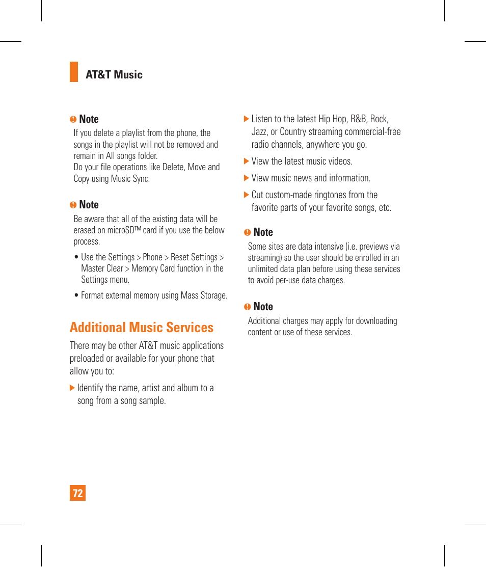 Additional music services | LG GR500A User Manual | Page 76 / 298