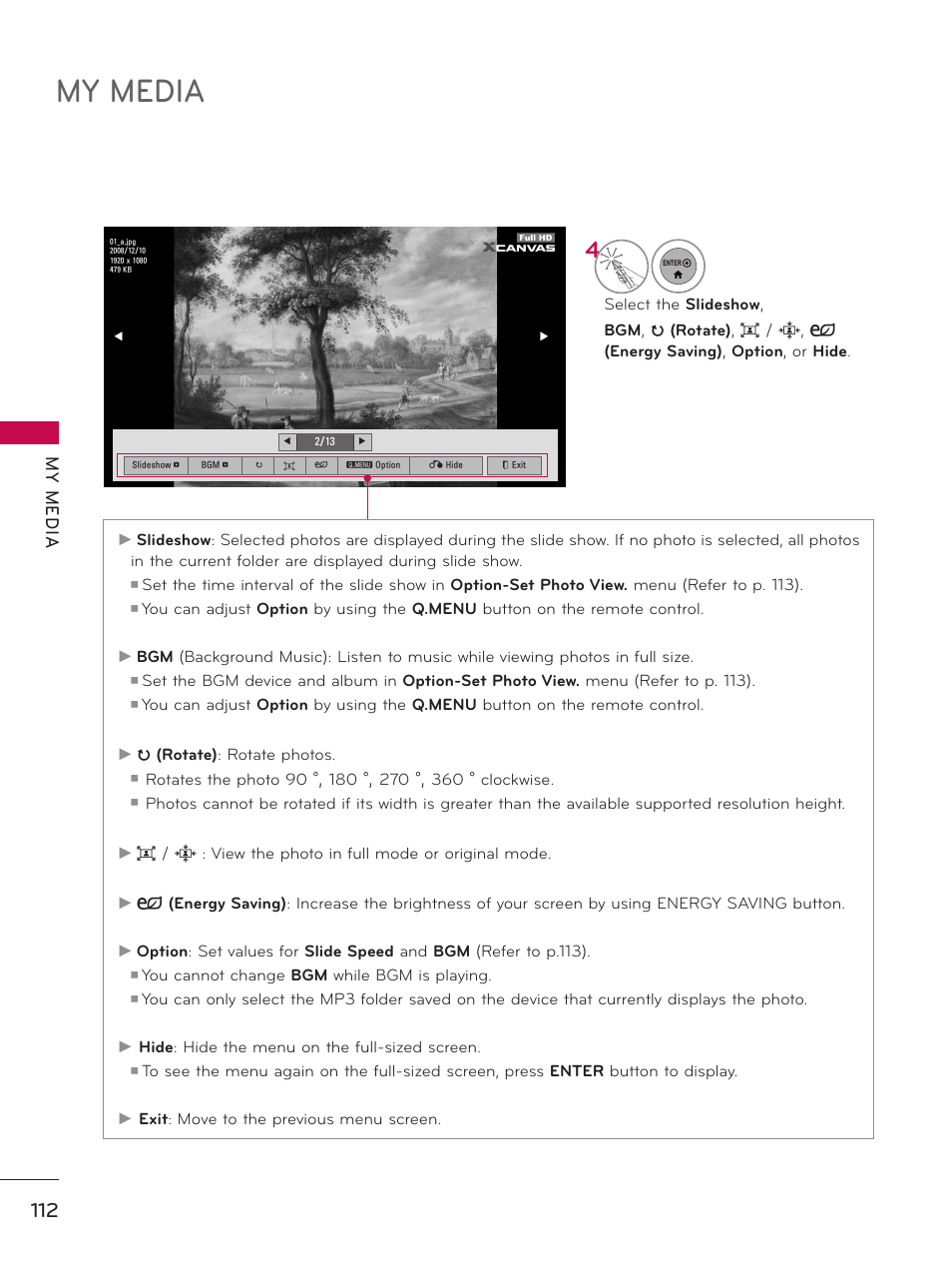 My media, My m ed ia | LG 55LX9500 User Manual | Page 112 / 218
