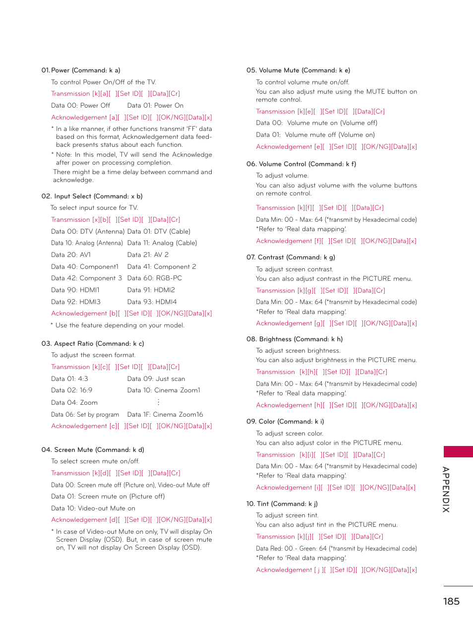Ap p en d ix | LG 55LX9500 User Manual | Page 185 / 218