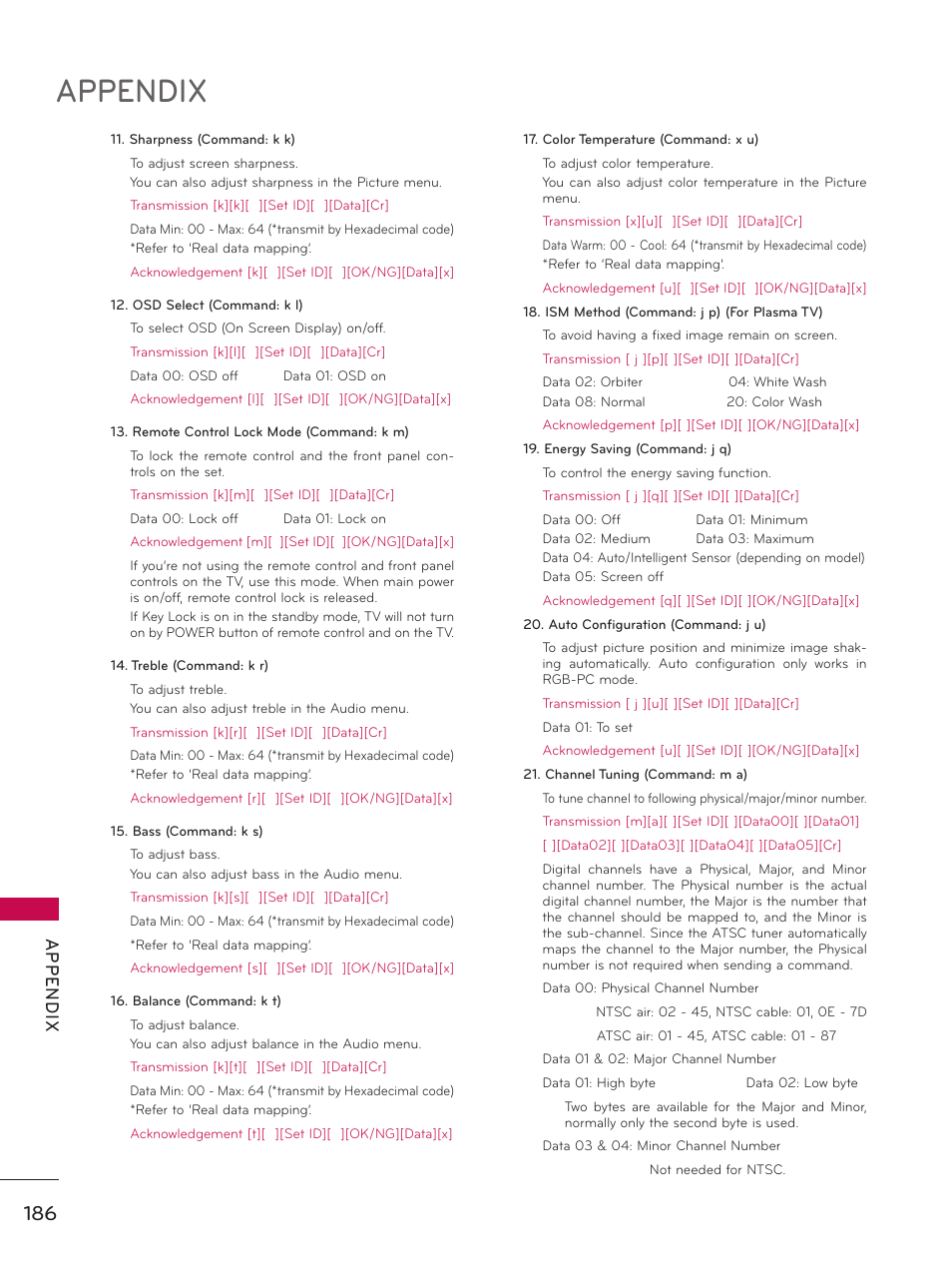 Appendix, Ap p en d ix | LG 55LX9500 User Manual | Page 186 / 218