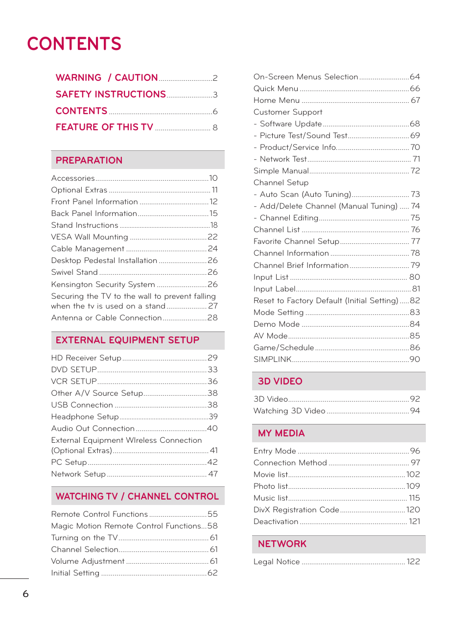 LG 55LX9500 User Manual | Page 6 / 218