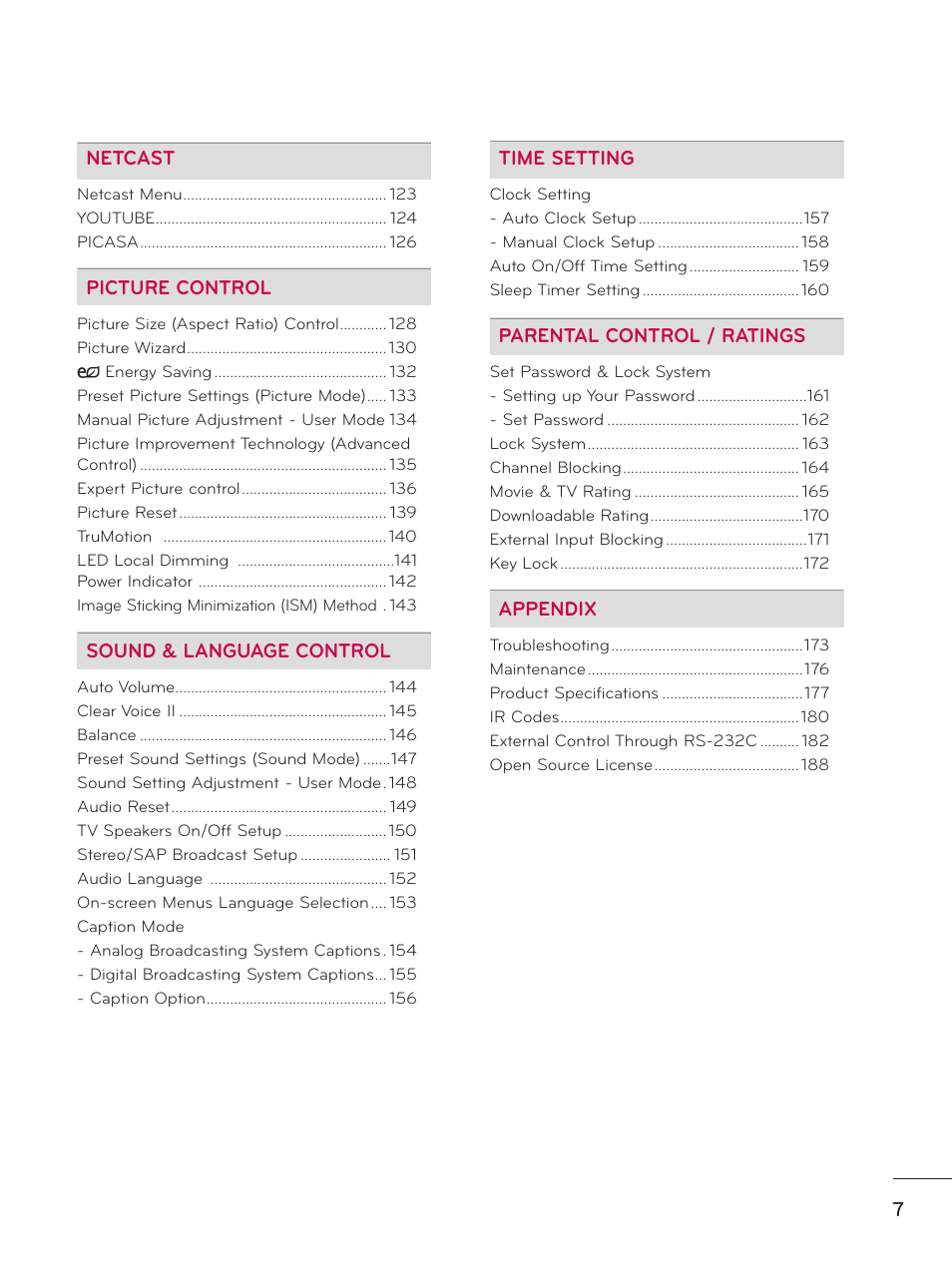 LG 55LX9500 User Manual | Page 7 / 218