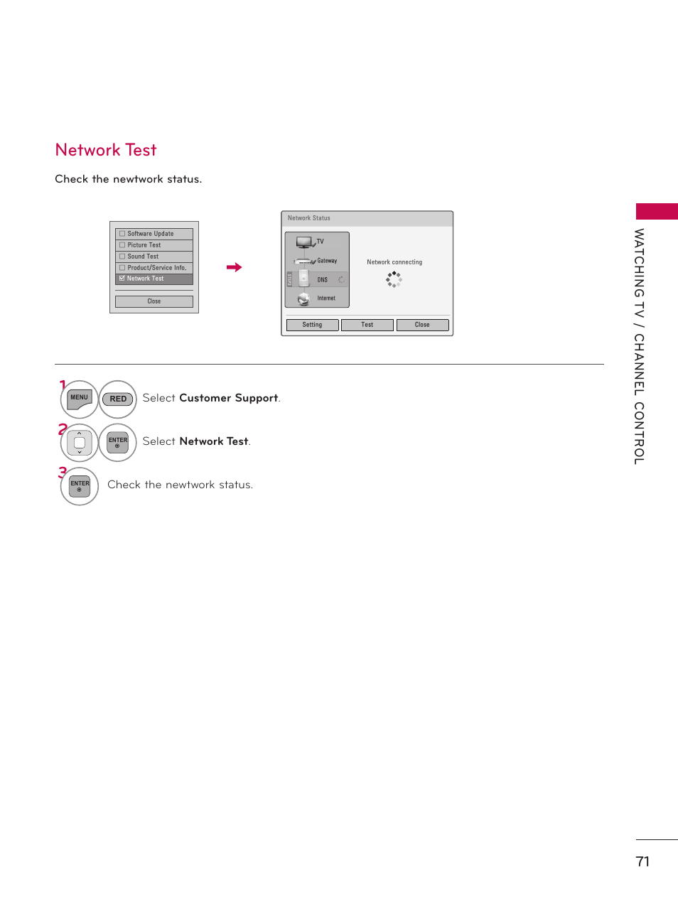 Network test | LG 55LX9500 User Manual | Page 71 / 218