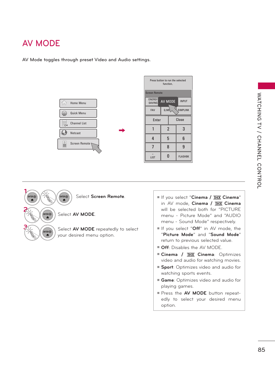 Av mode | LG 55LX9500 User Manual | Page 85 / 218