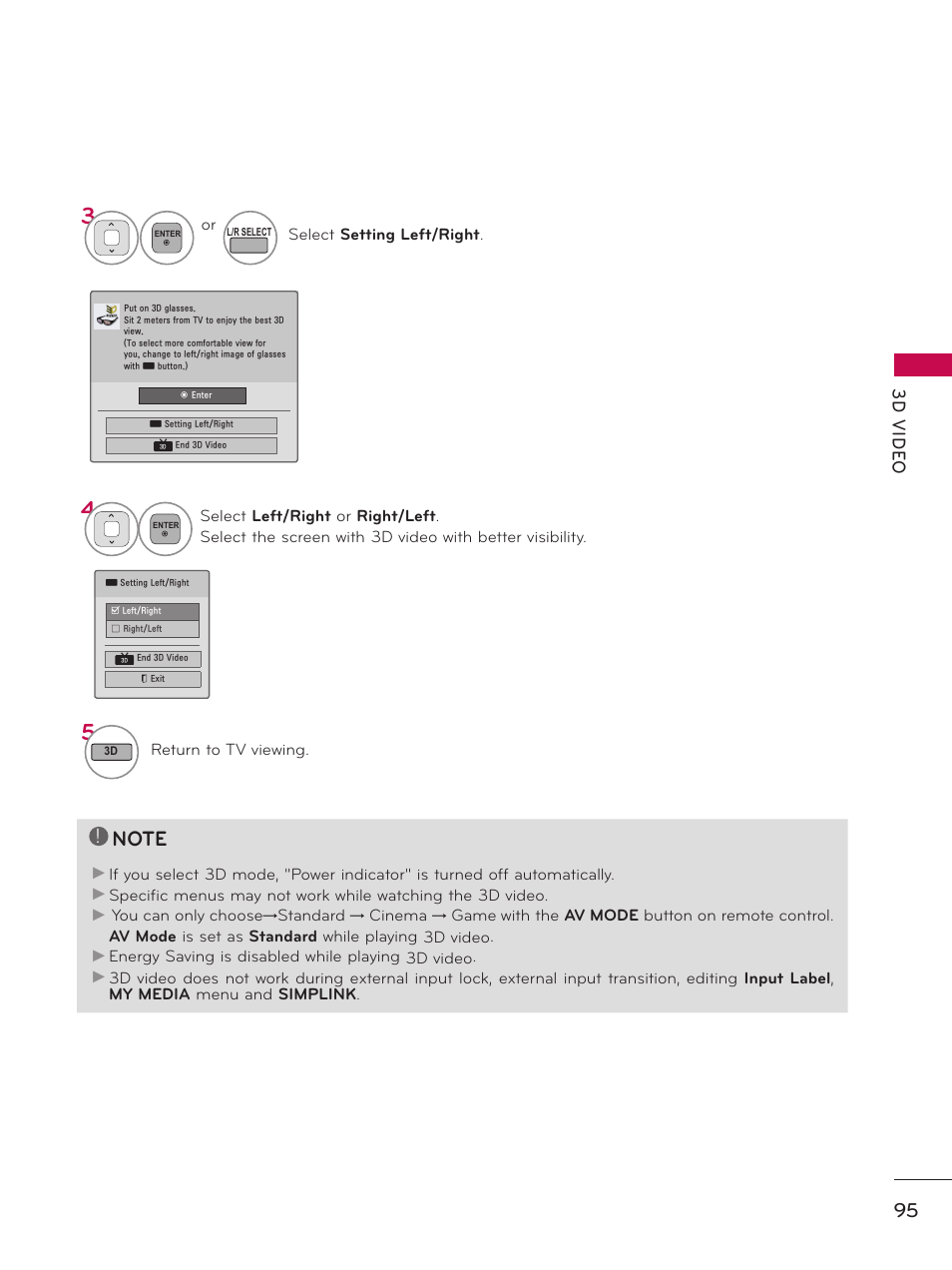3d v id eo | LG 55LX9500 User Manual | Page 95 / 218