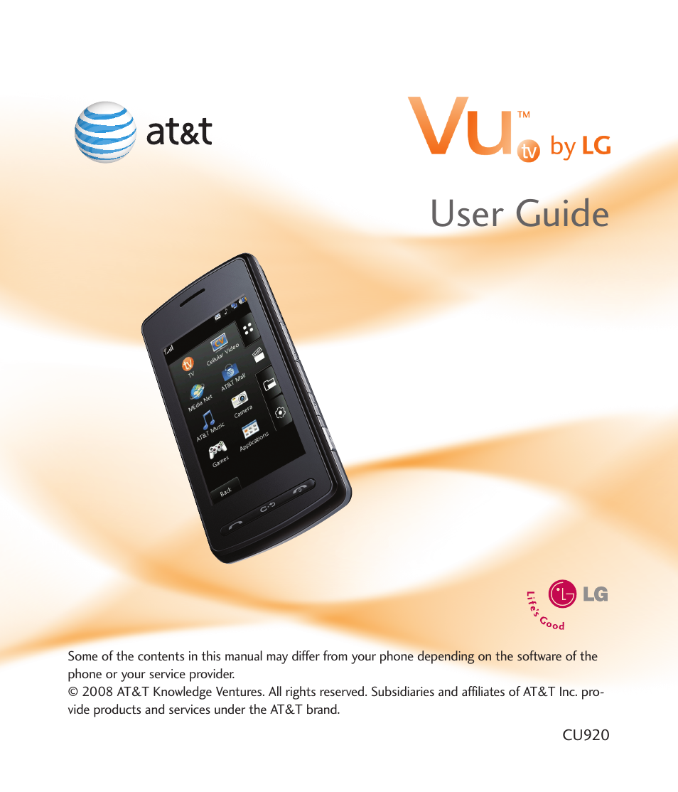 LG CU920 User Manual | 143 pages