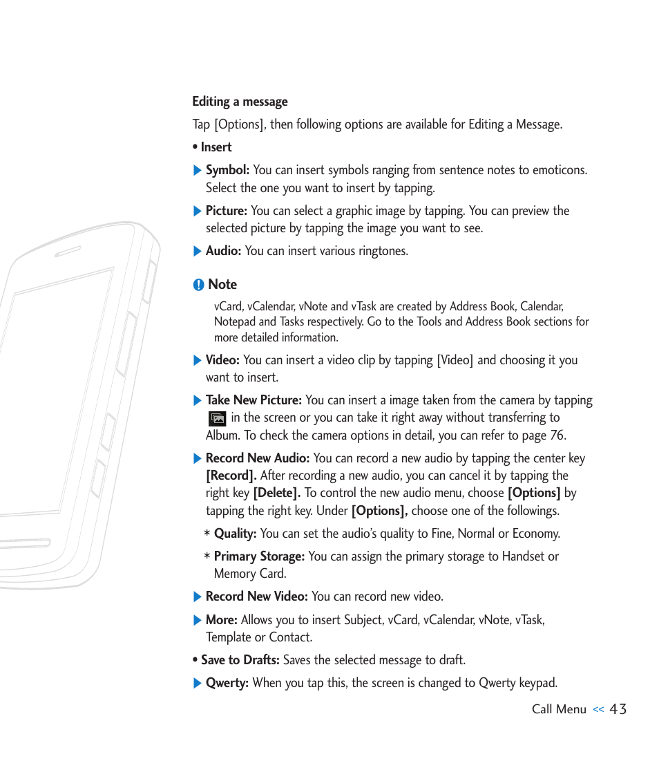 LG CU920 User Manual | Page 47 / 143