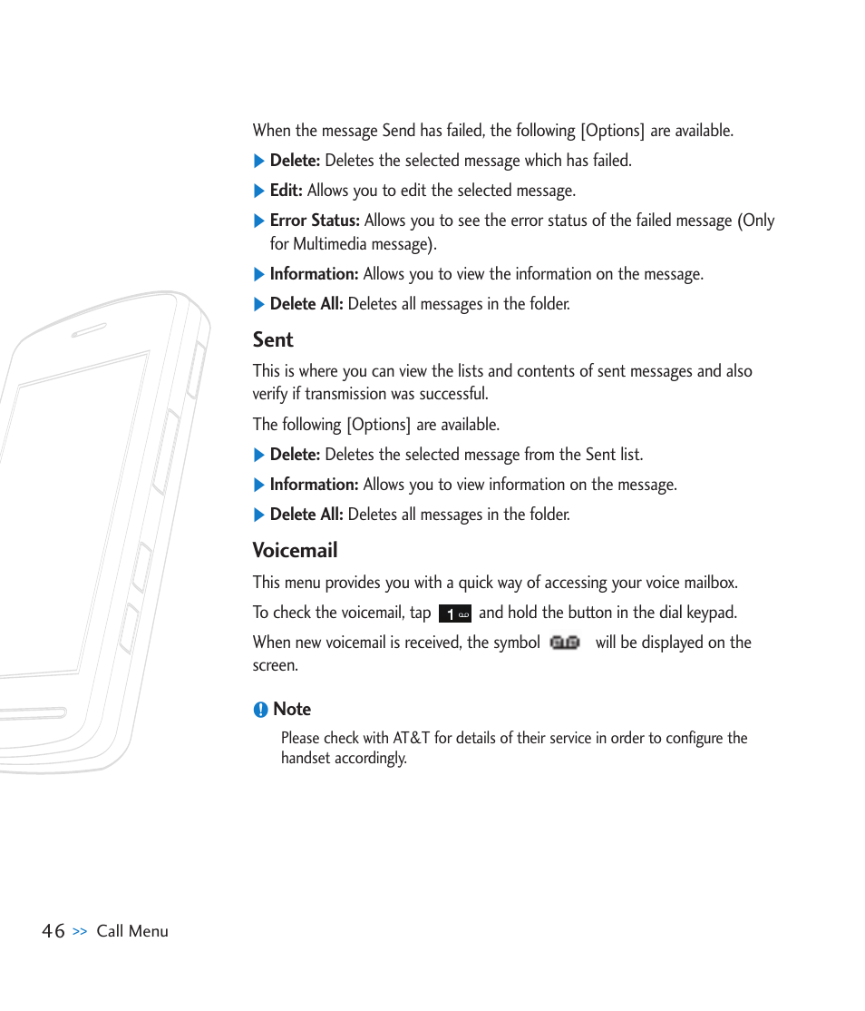Sent, Voicemail | LG CU920 User Manual | Page 50 / 143