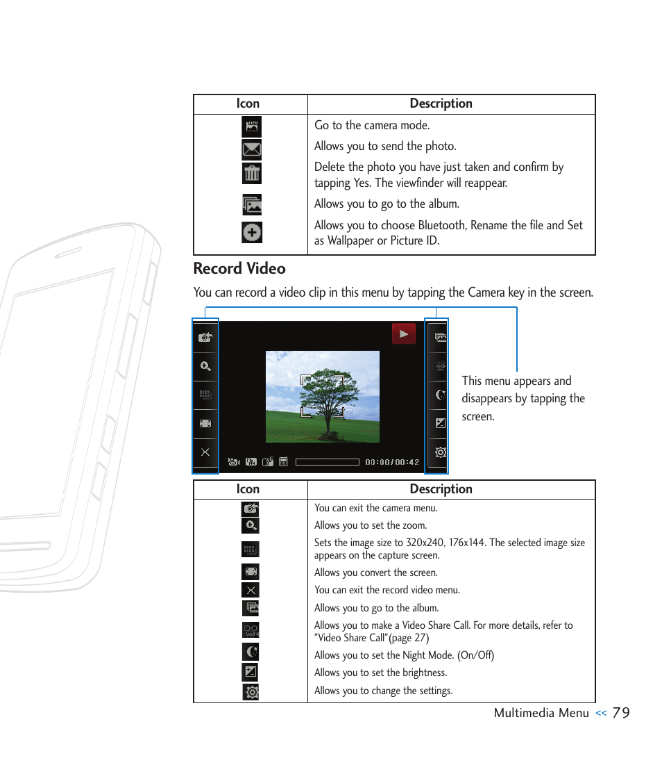 Record video | LG CU920 User Manual | Page 83 / 143