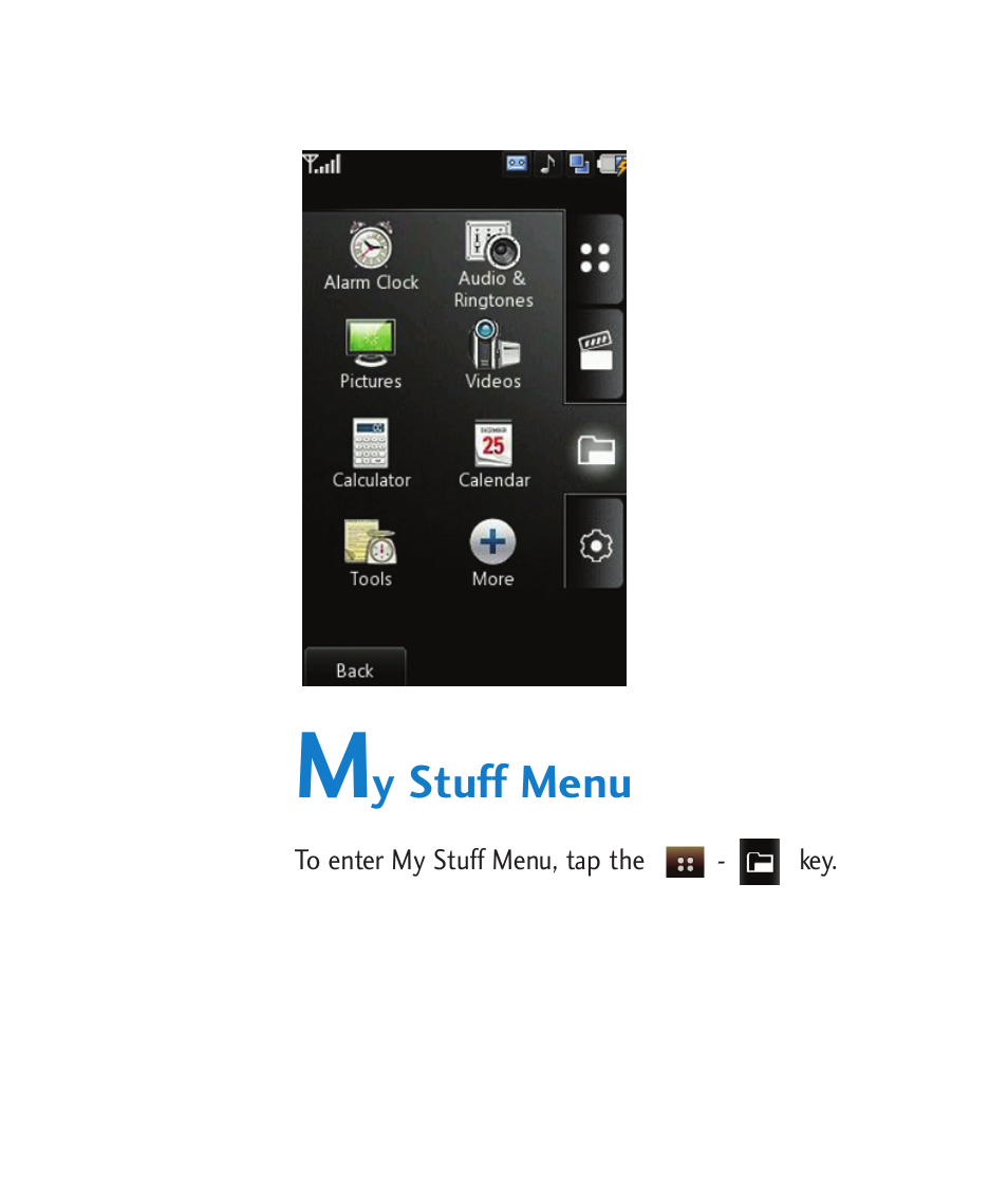 My stuff menu | LG CU920 User Manual | Page 87 / 143