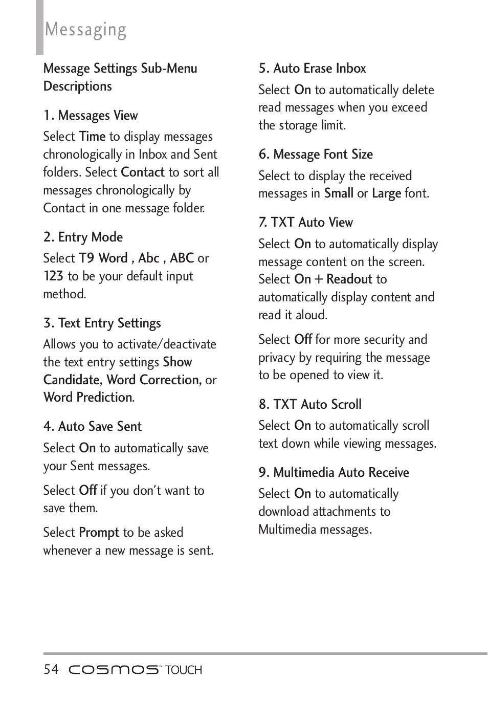 Messaging | LG VN270 User Manual | Page 56 / 159