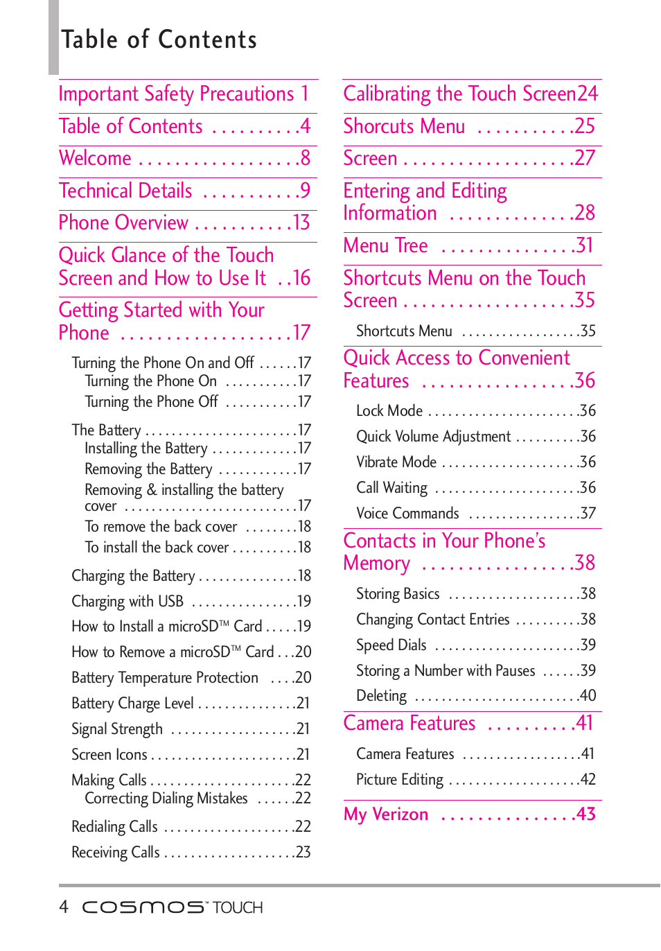 LG VN270 User Manual | Page 6 / 159
