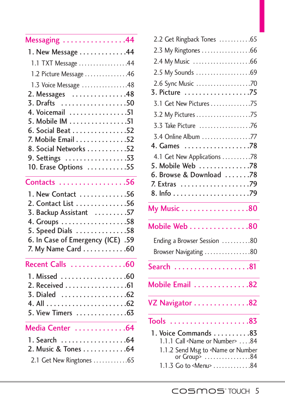 LG VN270 User Manual | Page 7 / 159