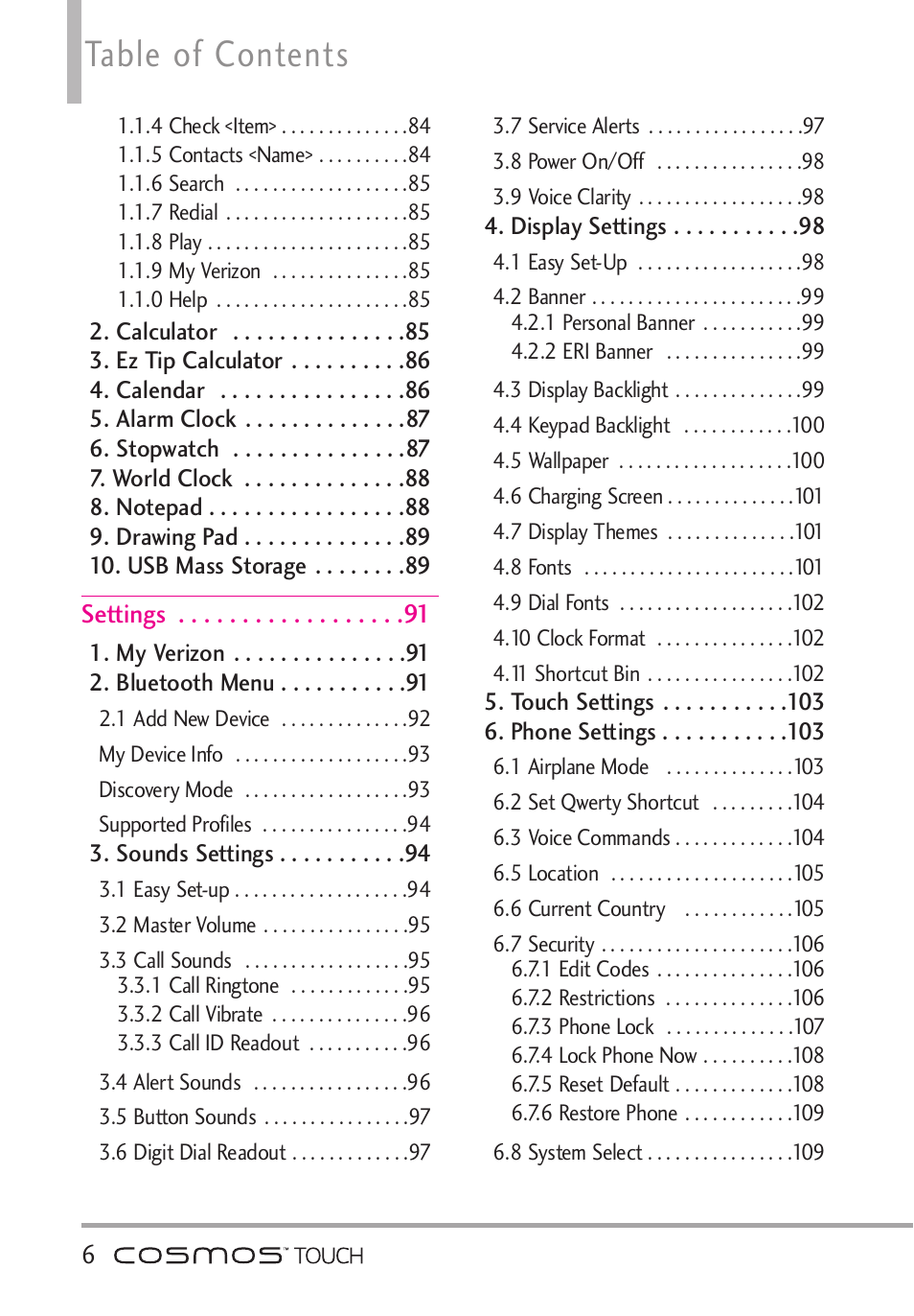 LG VN270 User Manual | Page 8 / 159