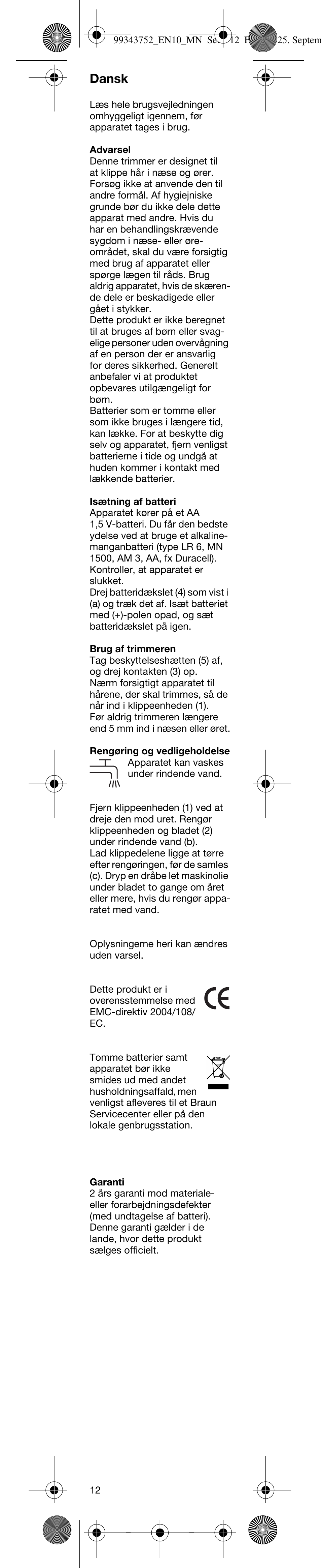 Dansk | Braun EN10 User Manual | Page 11 / 17