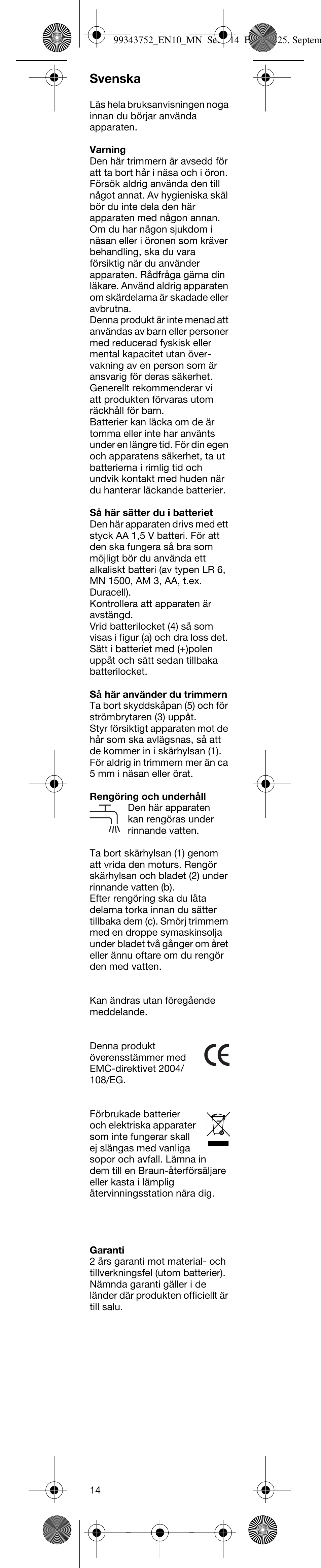 Svenska | Braun EN10 User Manual | Page 13 / 17